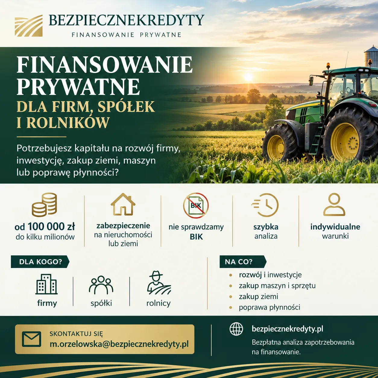 💰 FINANSOWANIE PRYWATNE – FIRMY, SPÓŁKI, ROLNICY